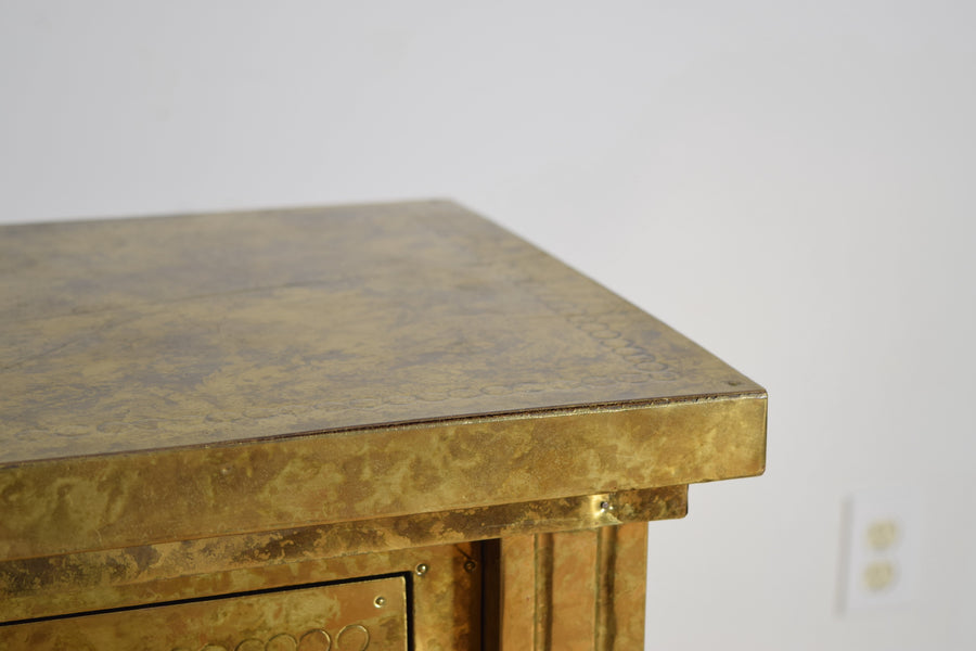 Brass 2-Drawer Bookcase Cabinet