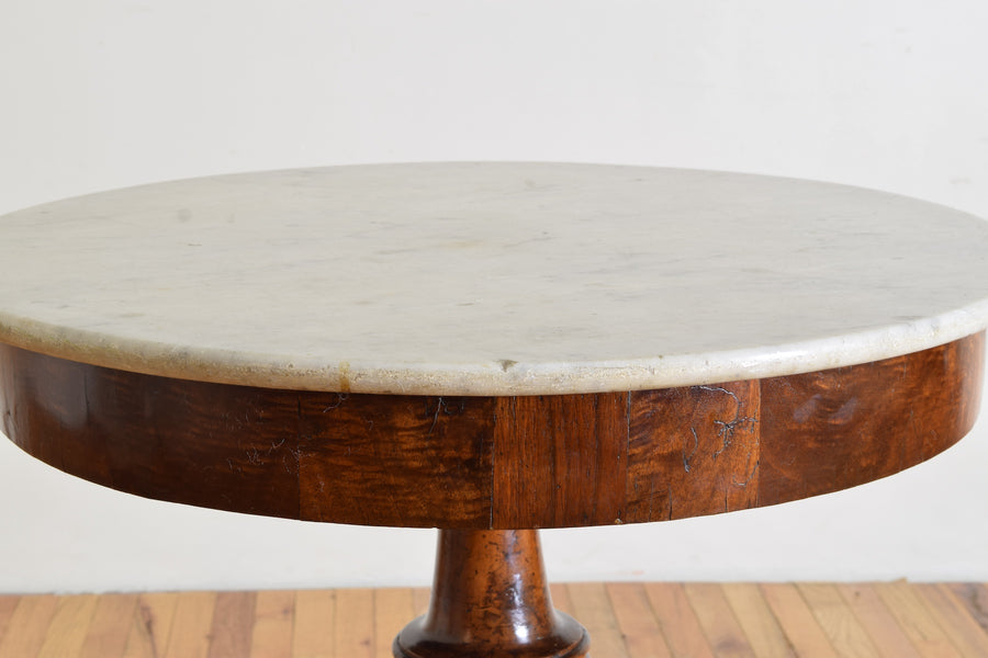 Light Walnut and Marble-Top Center Table