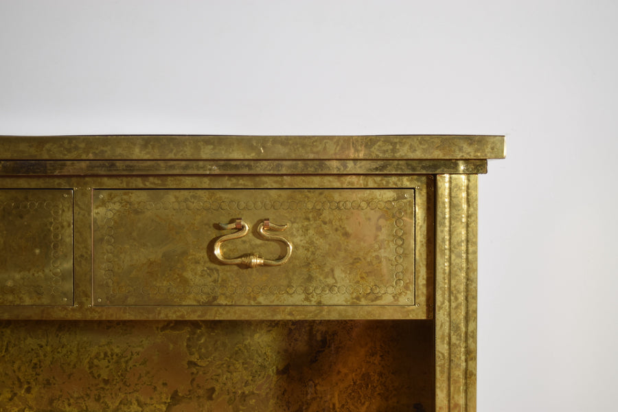 Brass 2-Drawer Bookcase Cabinet