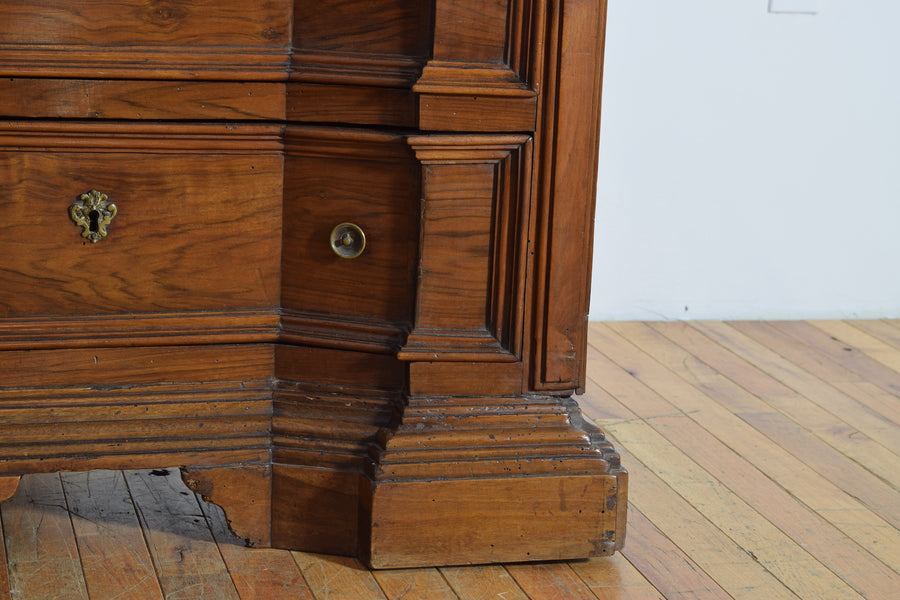 Canted Walnut 3-Drawer Commode