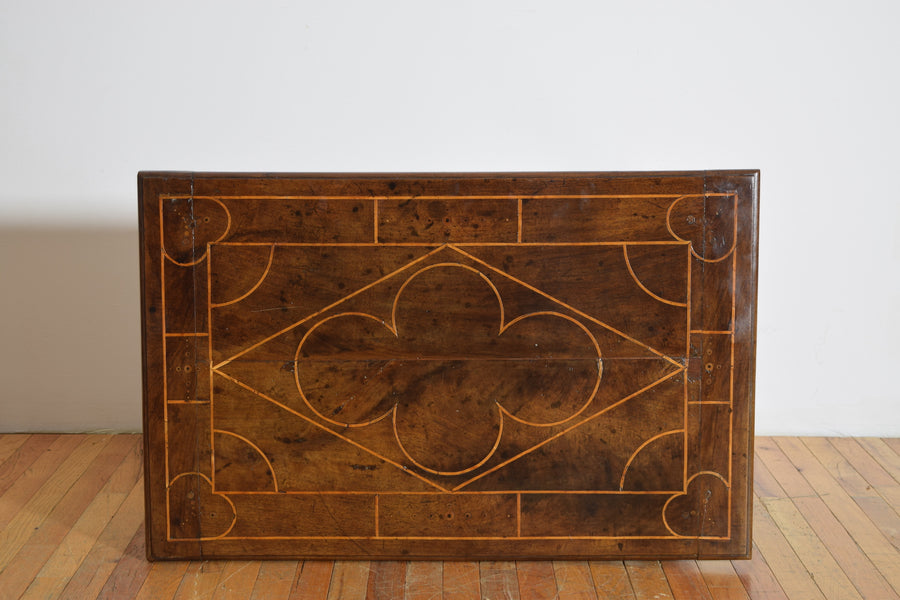 Walnut, Line Inlaid, and Turned 1-Drawer Table