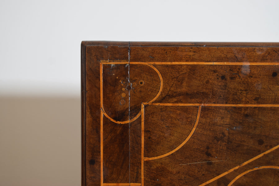 Walnut, Line Inlaid, and Turned 1-Drawer Table