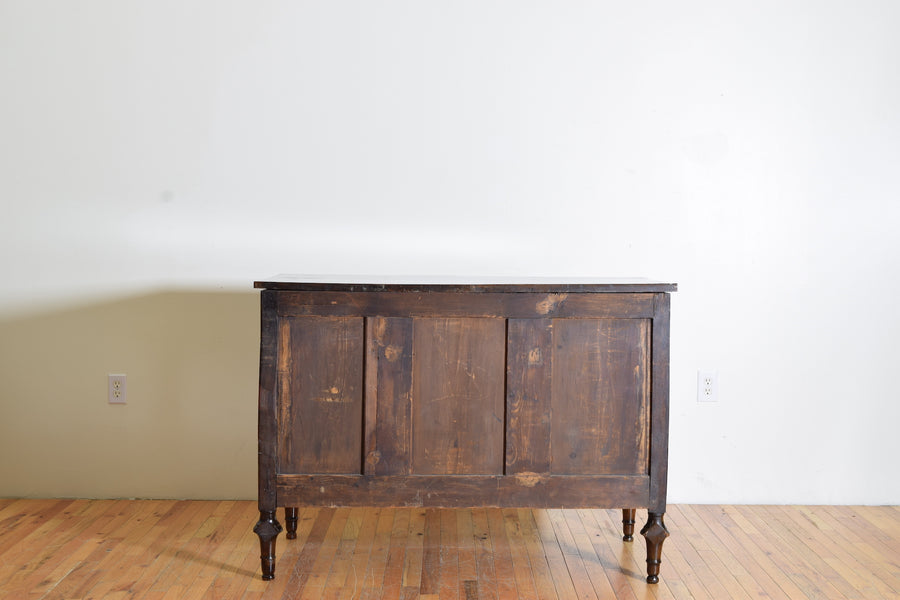 Walnut and Brass Mounted 5-Drawer Commode