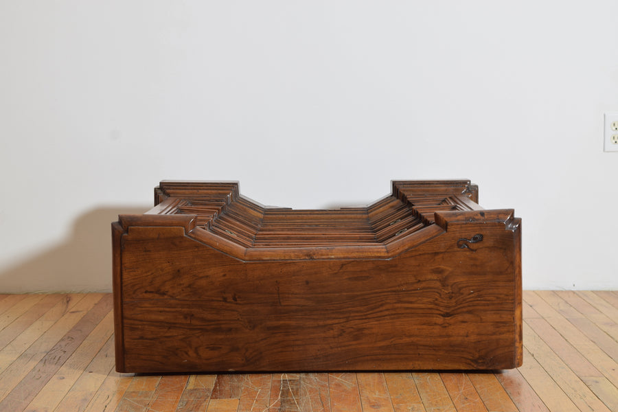 Canted Walnut 3-Drawer Commode