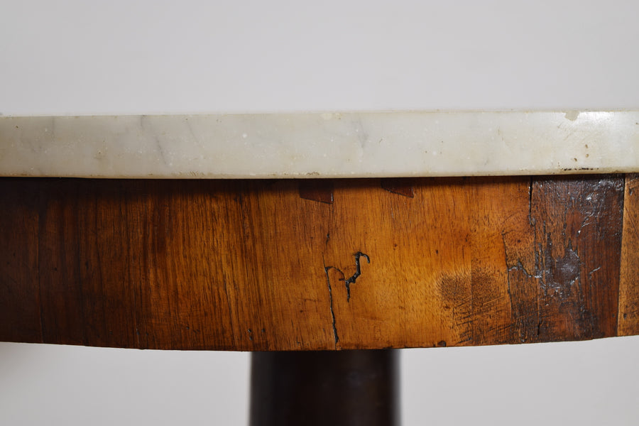 Walnut, Ebonized, and Marble-Top Table