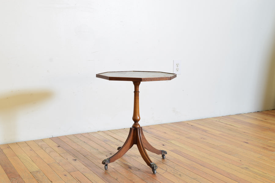 Light Walnut, Leather, and Brass Cocktail Table