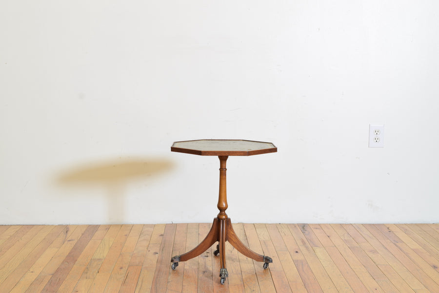 Light Walnut, Leather, and Brass Cocktail Table