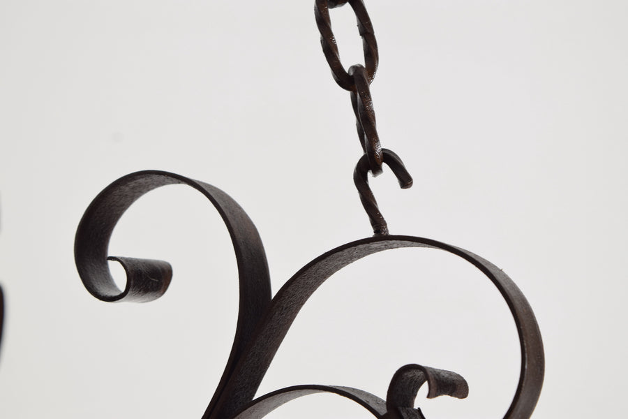 Pair of Iron and Blown Glass Pendant Lanterns