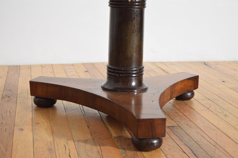 Walnut, Ebonized, and Marble-Top Table