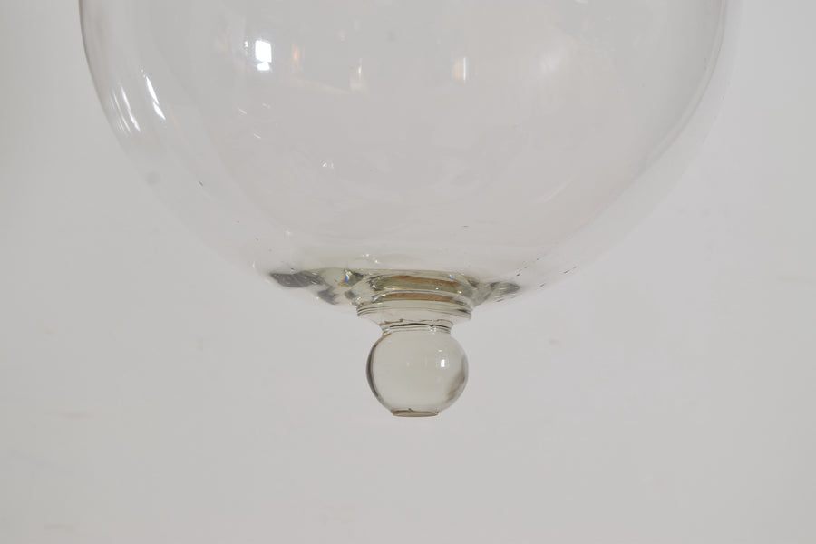 Pair of Iron and Blown Glass Pendant Lanterns