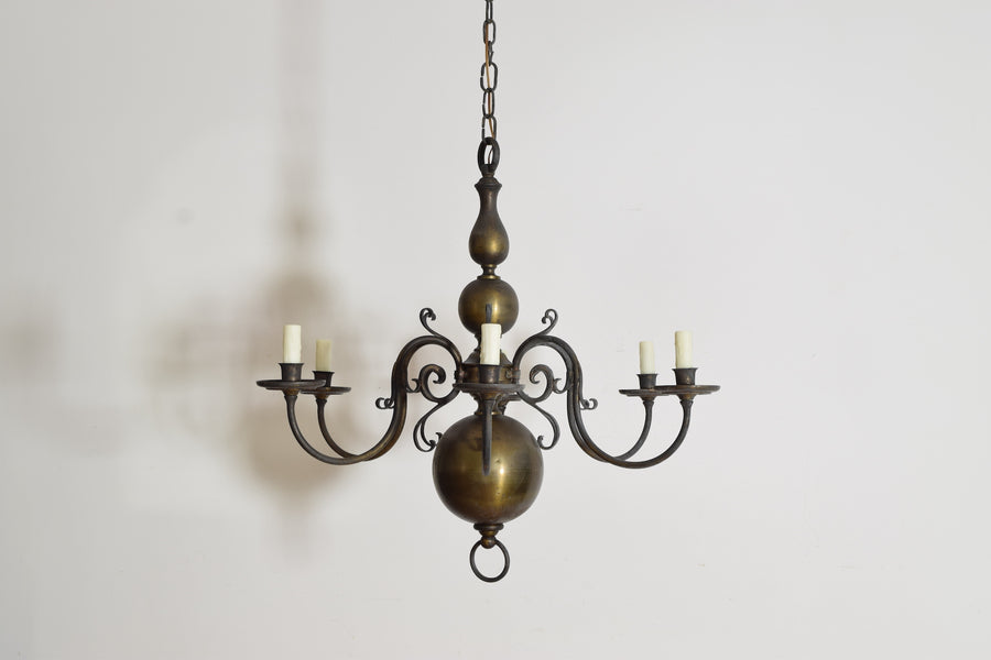 Brass 6-Light Chandelier