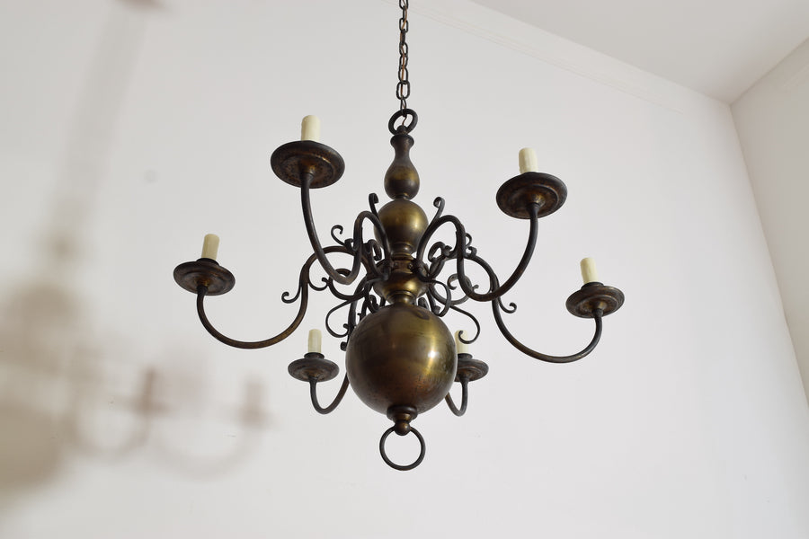 Brass 6-Light Chandelier