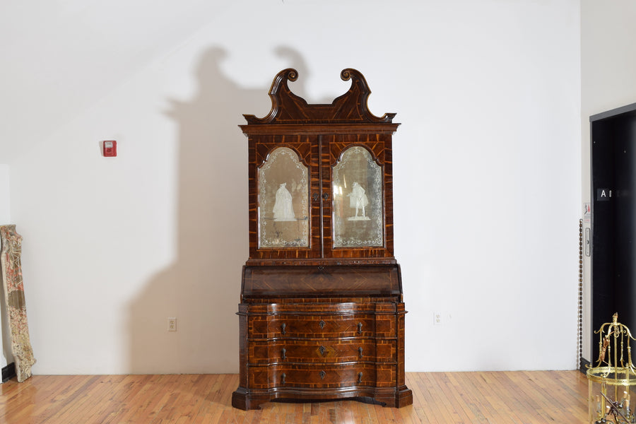 Carobwood Veneered 2-Piece Secretary Cabinet