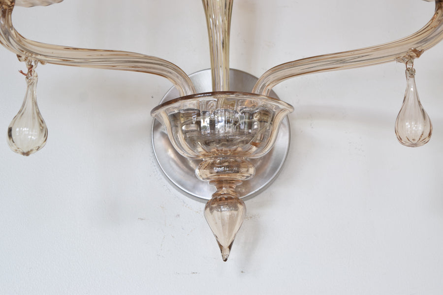 Pair of Murano Blown Glass 2-Light Sconces