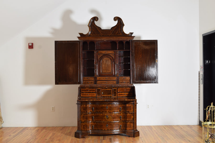 Carobwood Veneered 2-Piece Secretary Cabinet