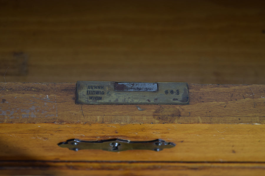 Light Walnut and Leather-Top 1-Drawer Writing or End Table