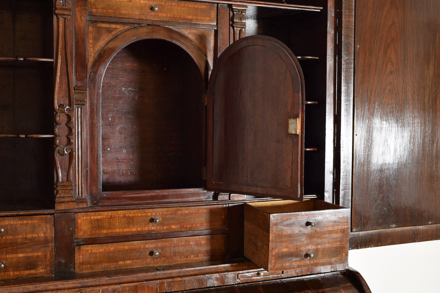 Carobwood Veneered 2-Piece Secretary Cabinet
