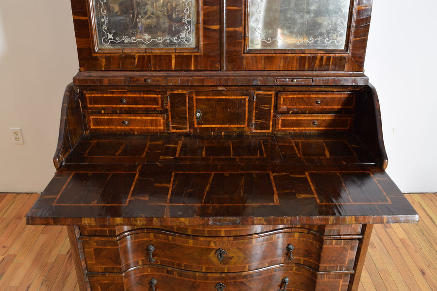 Carobwood Veneered 2-Piece Secretary Cabinet