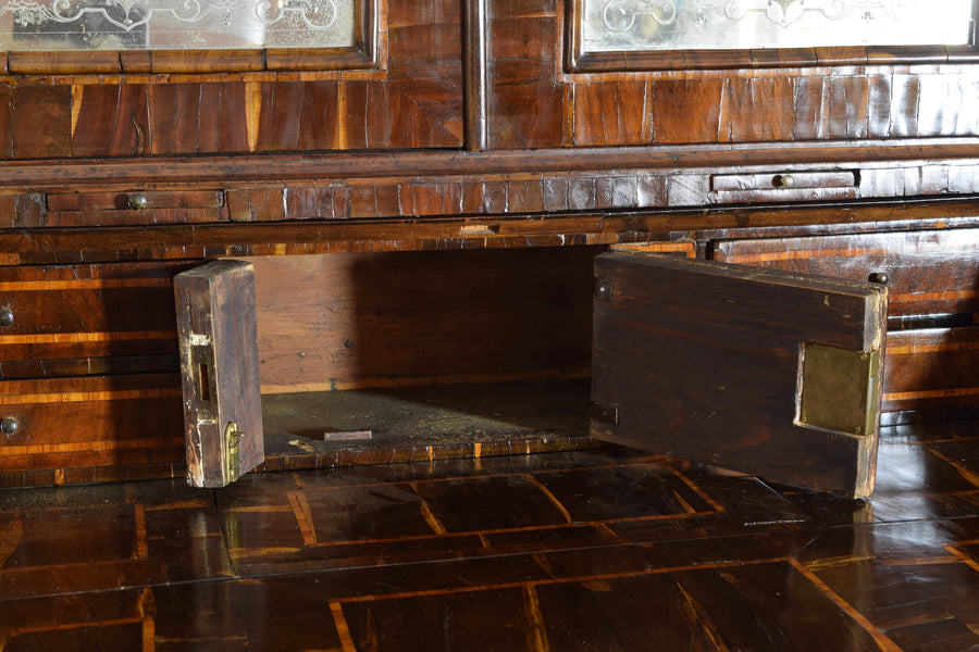 Carobwood Veneered 2-Piece Secretary Cabinet