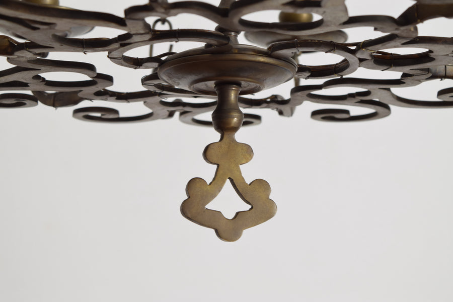 Cast and Patinated Bronze 6-Light Chandelier