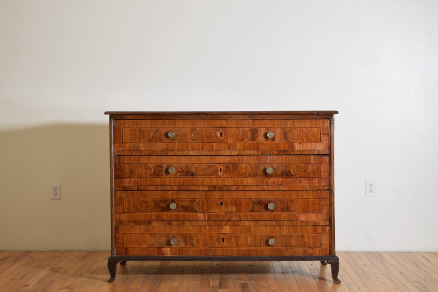 Walnut, Ebonized, and Veneered 4-Drawer Commode