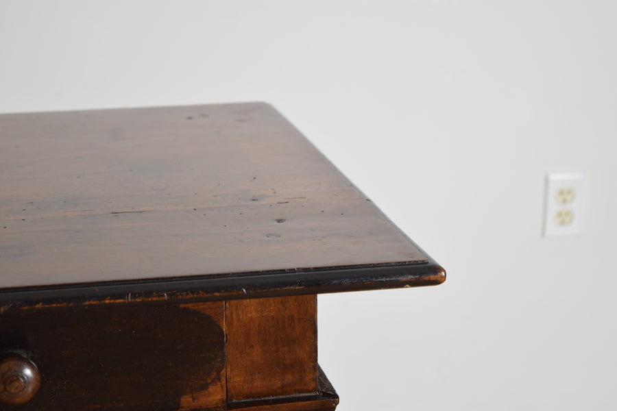 Turned Walnut and Ebonized 1-Drawer Table