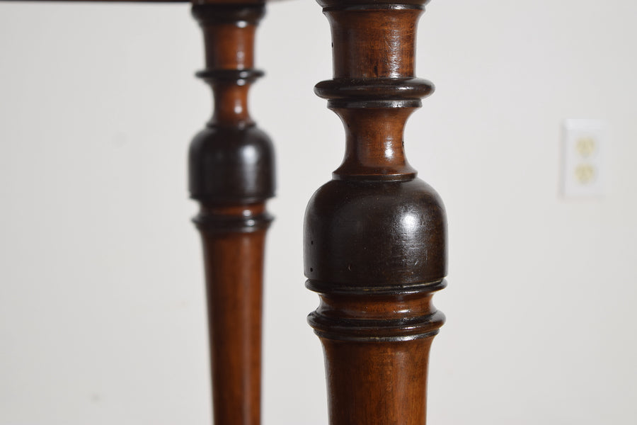 Turned Walnut and Ebonized 1-Drawer Table