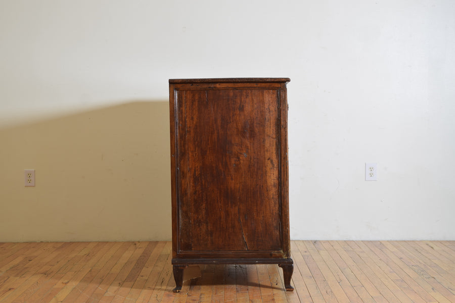 Walnut, Ebonized, and Veneered 4-Drawer Commode