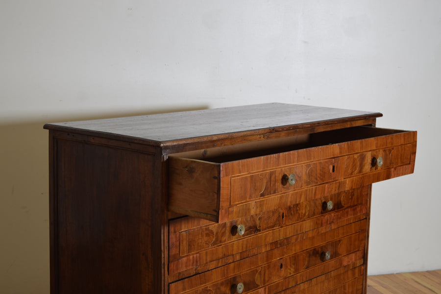 Walnut, Ebonized, and Veneered 4-Drawer Commode