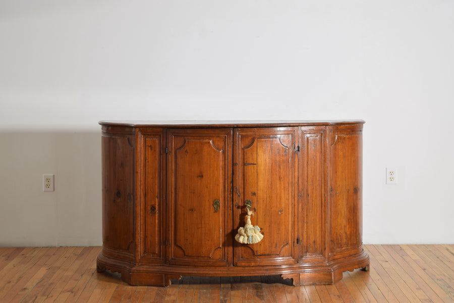 Fir Wood Serpentine Shaped 2-Door Credenza