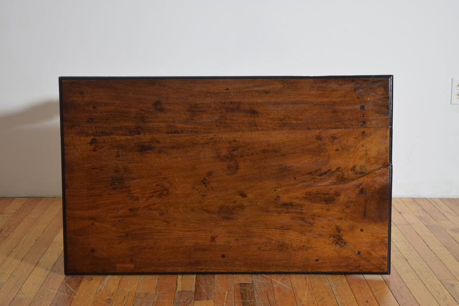 Turned Walnut and Ebonized 1-Drawer Table
