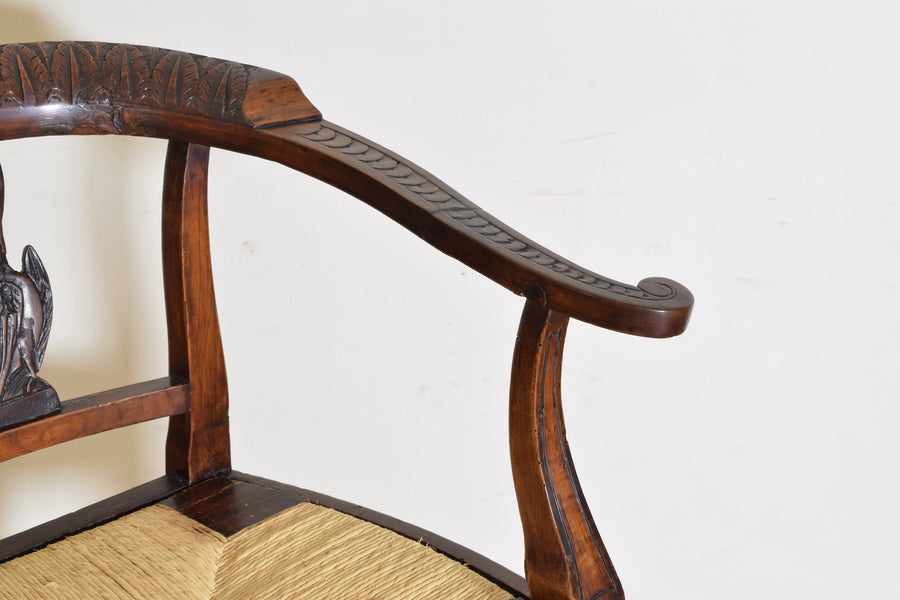 Carved and Shaped Walnut Open Armchair