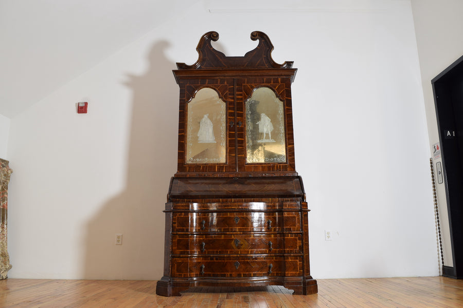 Carobwood Veneered 2-Piece Secretary Cabinet