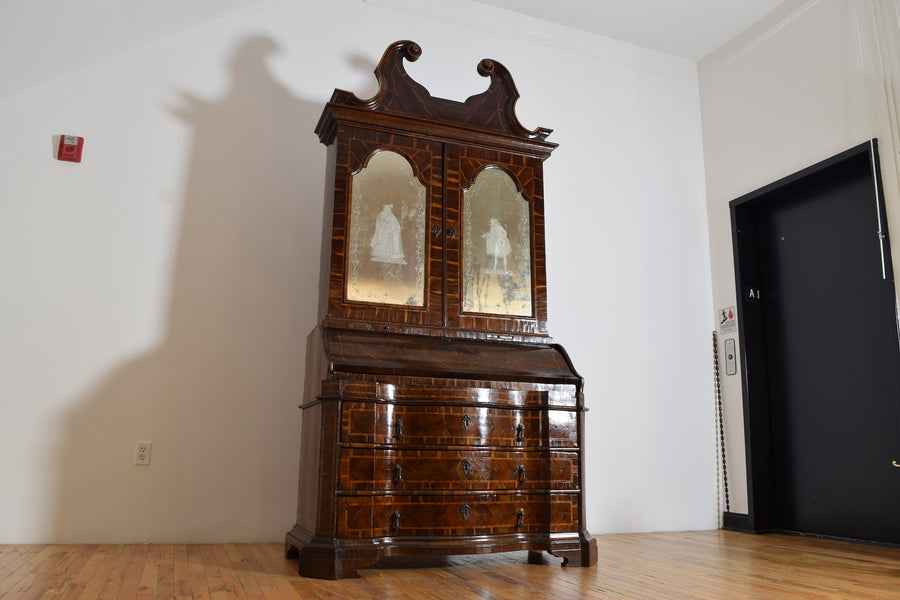 Carobwood Veneered 2-Piece Secretary Cabinet