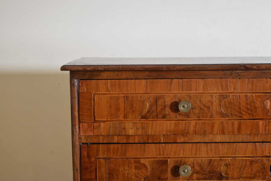 Walnut, Ebonized, and Veneered 4-Drawer Commode