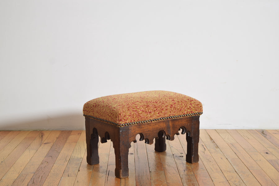 Oak and Upholstered Footstool