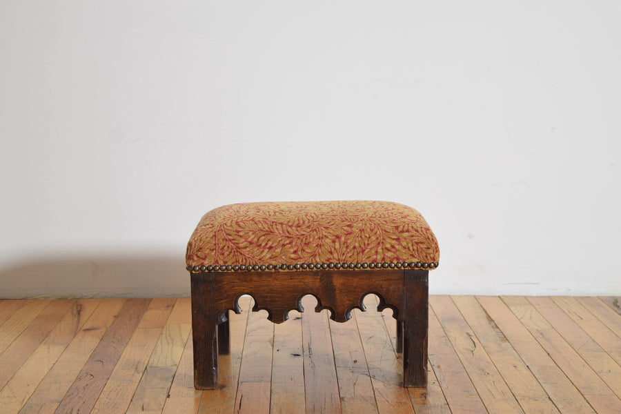 Oak and Upholstered Footstool
