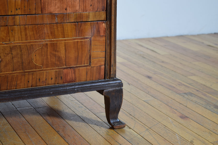 Walnut, Ebonized, and Veneered 4-Drawer Commode