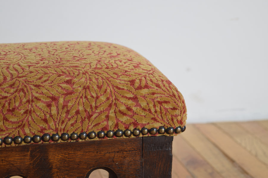 Oak and Upholstered Footstool