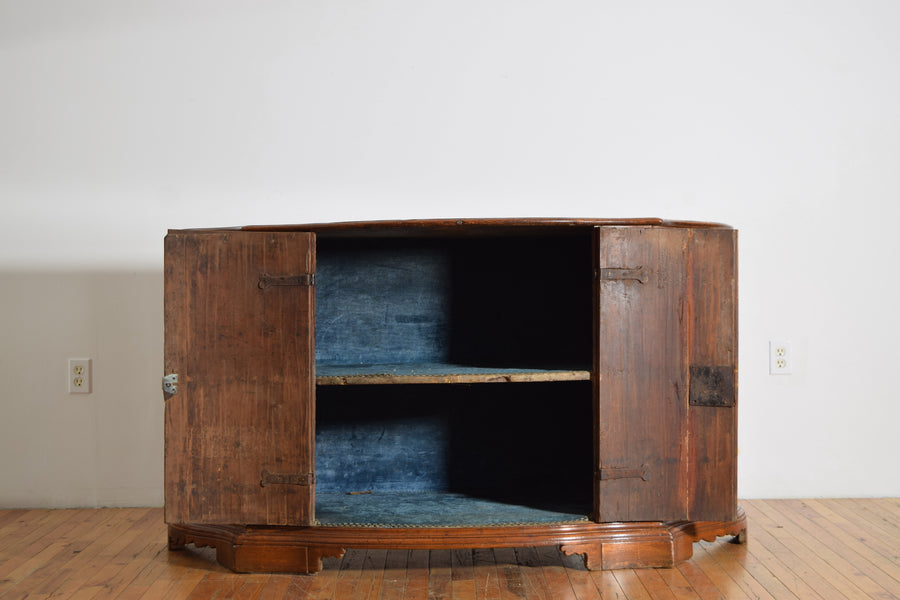 Fir Wood Serpentine Shaped 2-Door Credenza
