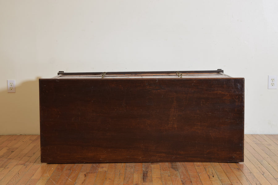 Walnut, Ebonized, and Veneered 4-Drawer Commode