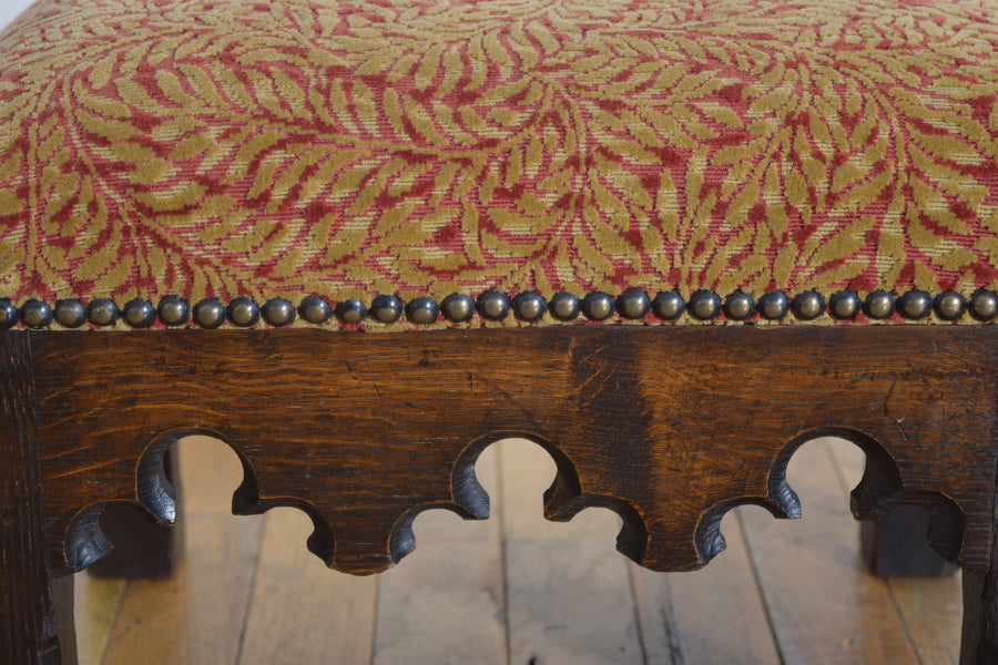 Oak and Upholstered Footstool