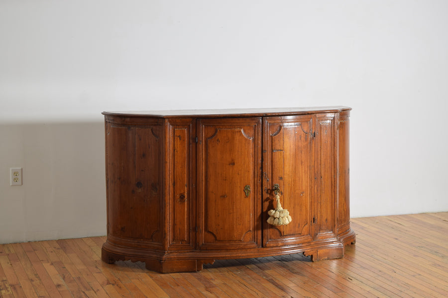 Fir Wood Serpentine Shaped 2-Door Credenza