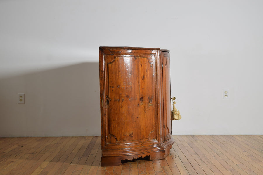 Fir Wood Serpentine Shaped 2-Door Credenza