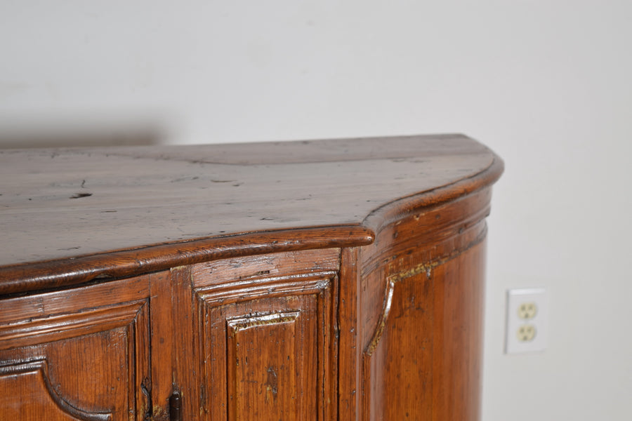 Fir Wood Serpentine Shaped 2-Door Credenza