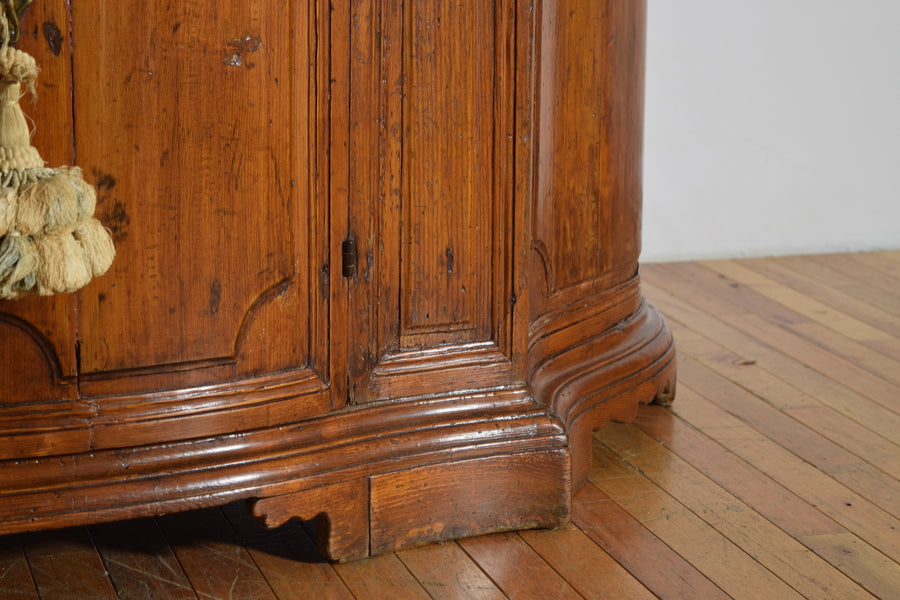 Fir Wood Serpentine Shaped 2-Door Credenza