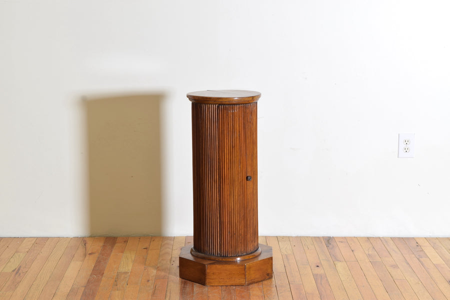 Walnut Fluted 1-Door Pedestal Cabinet
