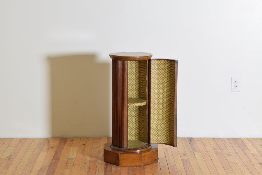 Walnut Fluted 1-Door Pedestal Cabinet