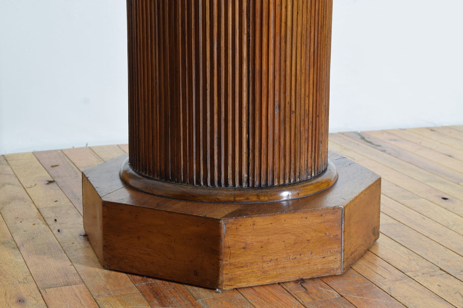 Walnut Fluted 1-Door Pedestal Cabinet