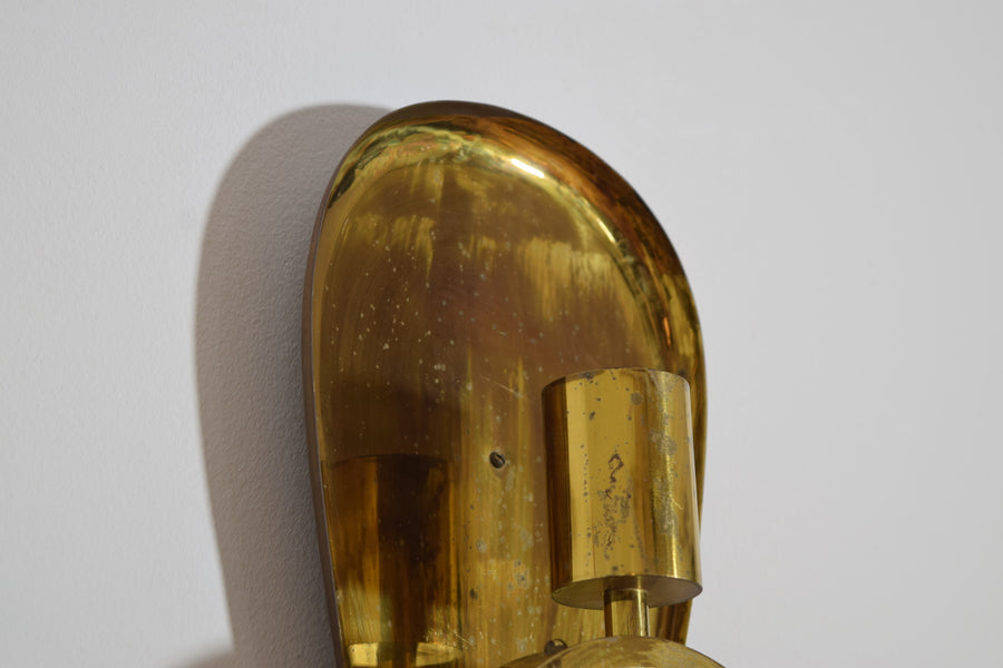Pair of Large Brass 3-Light Sconces